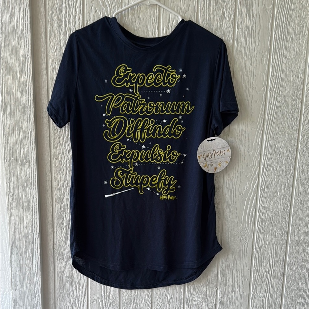 NWT Harry Potter Spells Navy Blue Graphic T-Shirt Short Sleeve sz XL